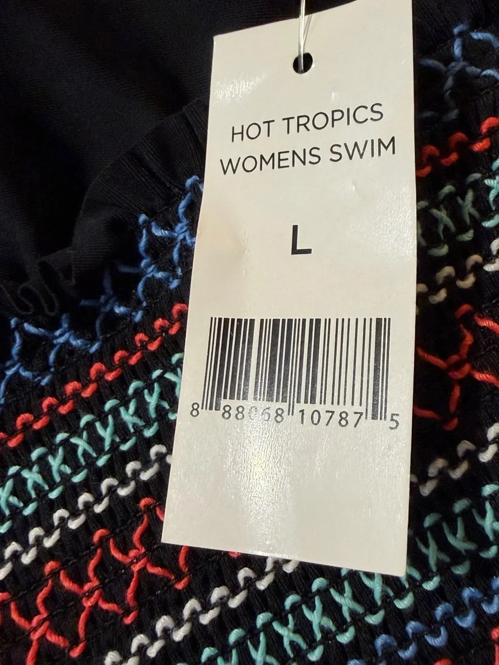 Dip NWT Black One-Piece Swimsuit with Multicolor Band -L